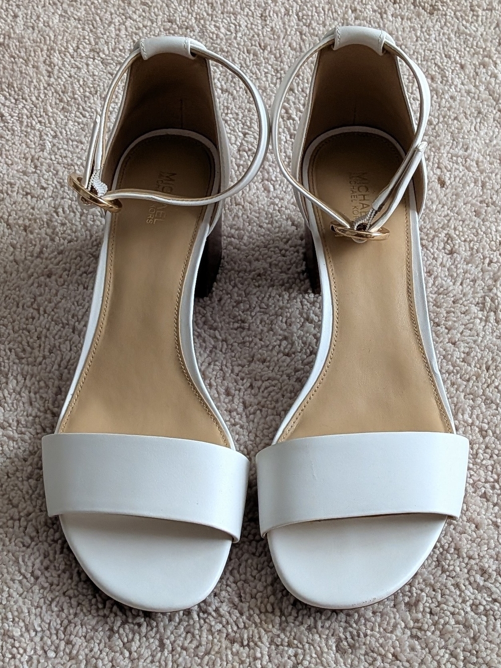 Michael Kors Lena Flex White Leather Sandals. 10M Used-Very Good Condition